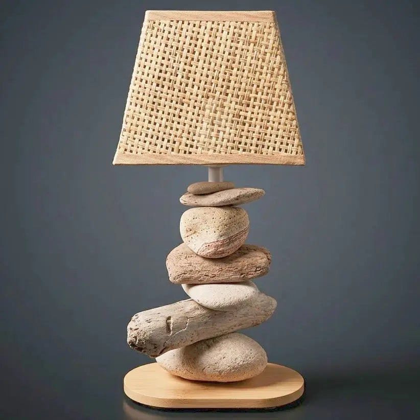 Lampe Galets & Bois Flottés - Hauteur 32 cm LE PLACARD A GALETS