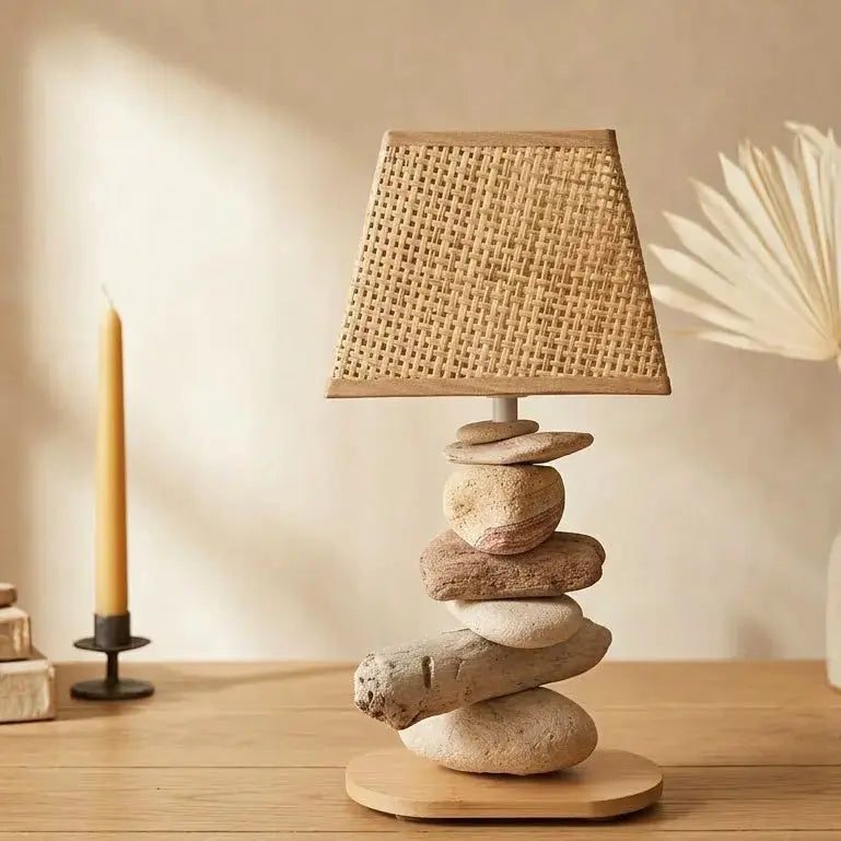 Lampe Galets & Bois Flottés - Hauteur 32 cm LE PLACARD A GALETS