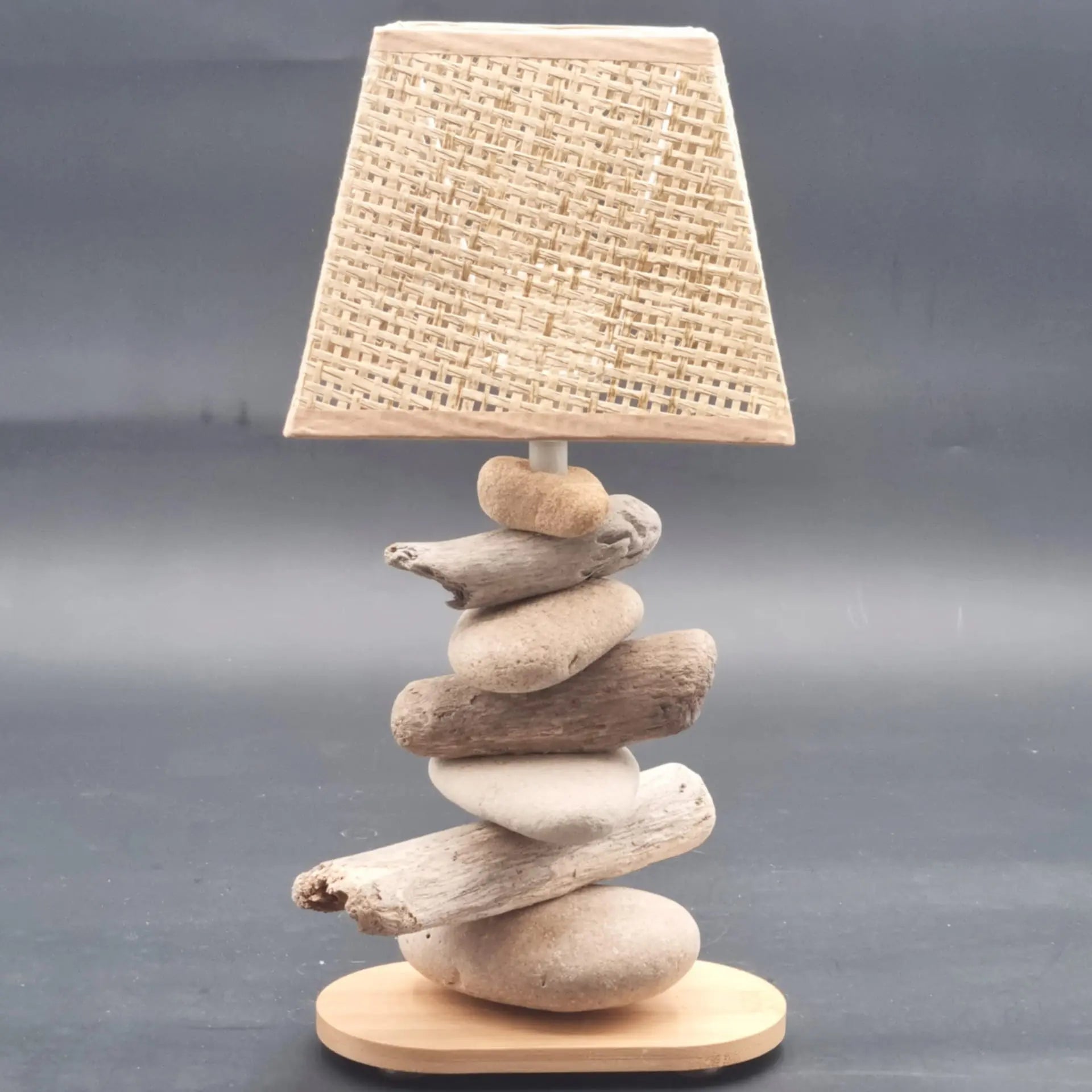 Lampe Galets & Bois Flottés - Hauteur 32 cm LE PLACARD A GALETS