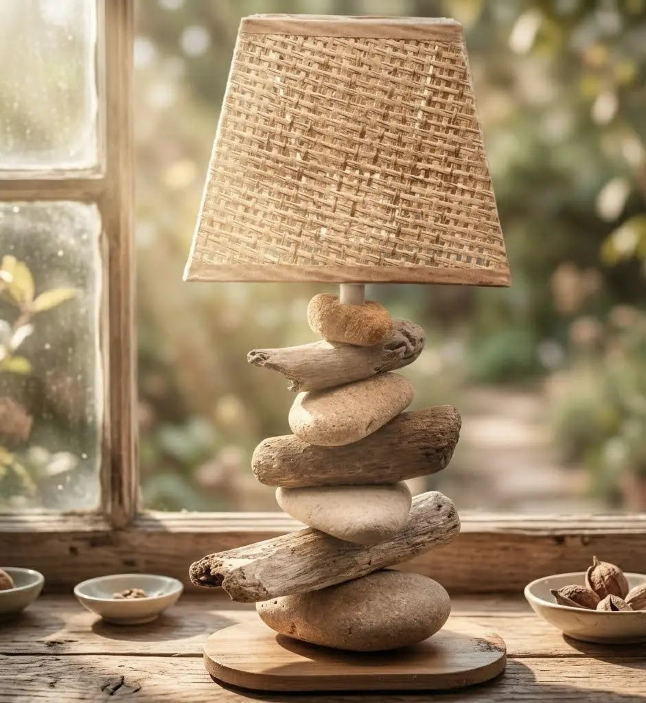 Lampe Galets & Bois Flottés - Hauteur 32 cm LE PLACARD A GALETS
