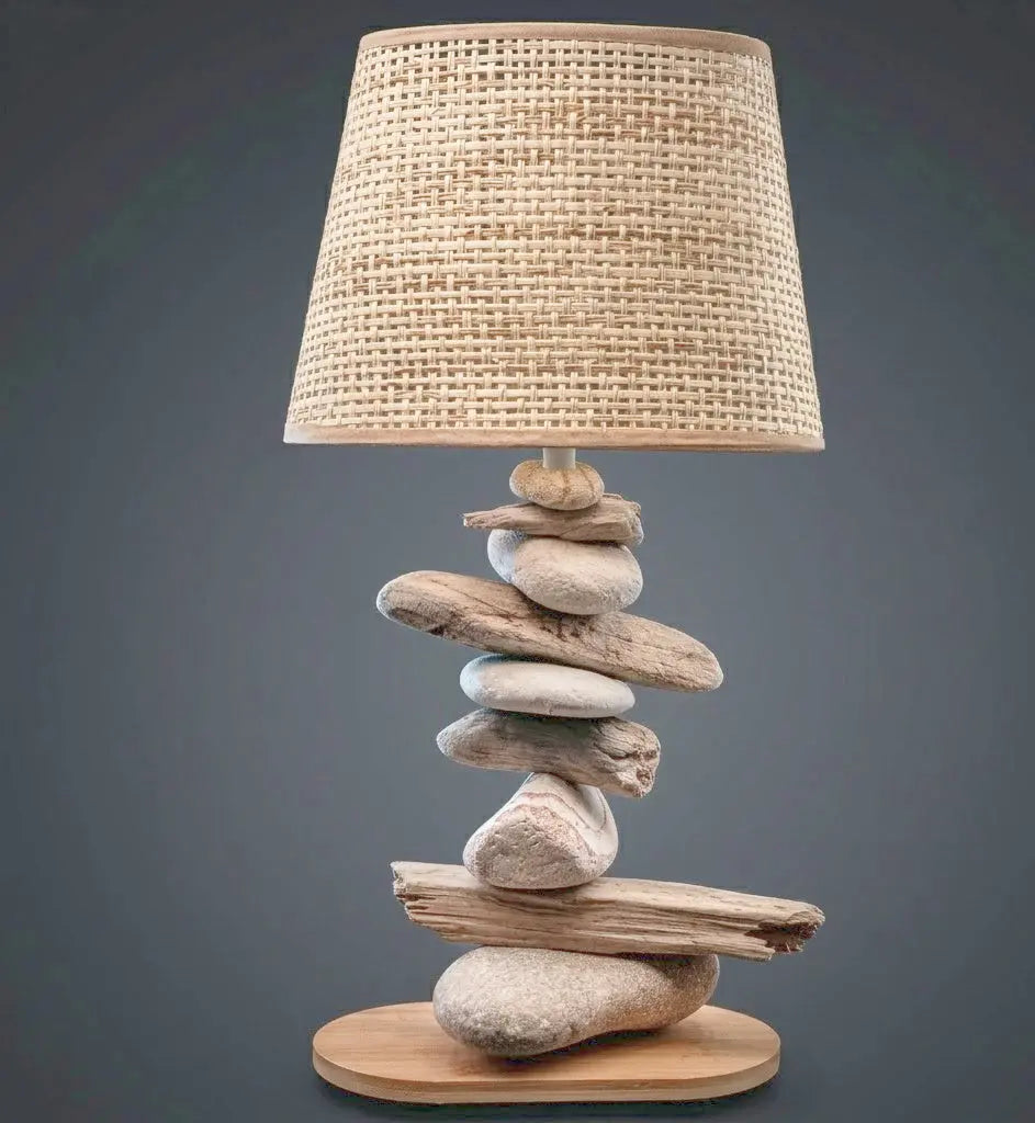 Lampe Galets & Bois Flottés - Hauteur 41 cm LE PLACARD A GALETS