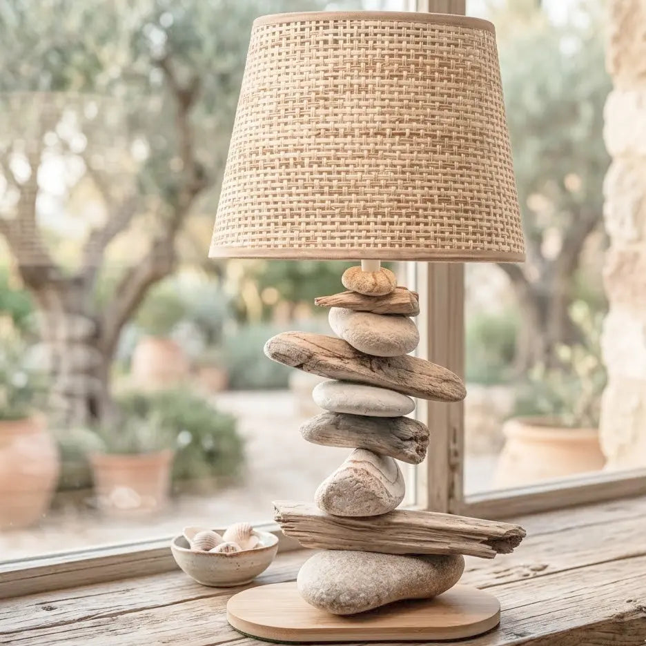 Lampe Galets & Bois Flottés - Hauteur 41 cm LE PLACARD A GALETS