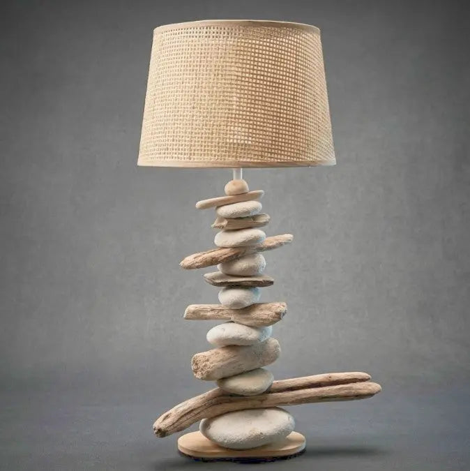 Lampe Galets & Bois Flottés - Hauteur 59 cm LE PLACARD A GALETS