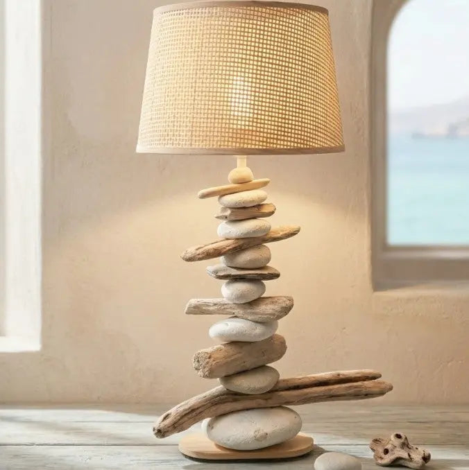 Lampe Galets & Bois Flottés - Hauteur 59 cm LE PLACARD A GALETS