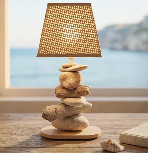 Lampe Galets & Bois Flottés - Hauteur 32 cm LE PLACARD A GALETS
