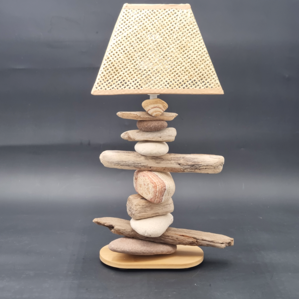 Lampe Galets & Bois Flottés-Hauteur 45 cm LE PLACARD A GALETS