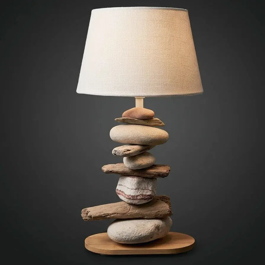 Lampe Galets & Bois Flottés - Hauteur 40 cm LE PLACARD A GALETS