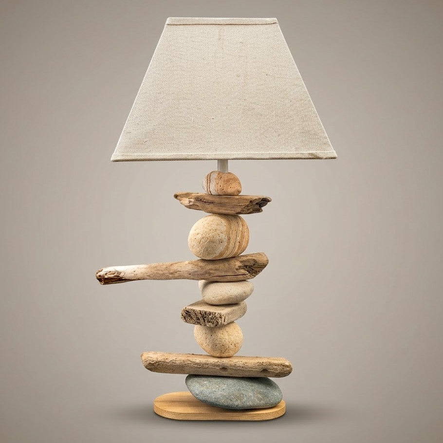 Lampe Galets & Bois Flottés-Hauteur 52 cm LE PLACARD A GALETS