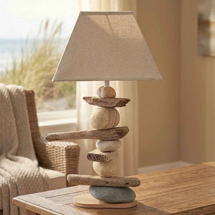 Lampe Galets & Bois Flottés-Hauteur 52 cm LE PLACARD A GALETS