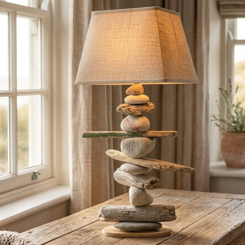 Lampe Galets & Bois Flottés-Hauteur 59 cm LE PLACARD A GALETS