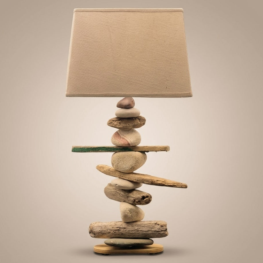 Lampe Galets & Bois Flottés-Hauteur 59 cm LE PLACARD A GALETS