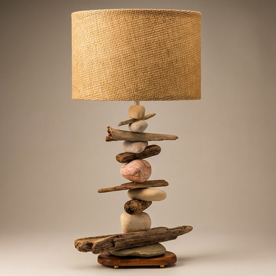 Lampe Galets & Bois Flottés-Hauteur 59 cm LE PLACARD A GALETS
