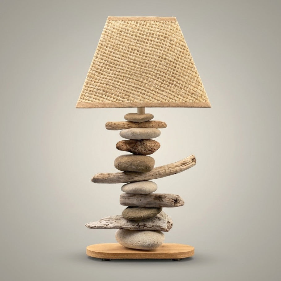 Lampe Galets & Bois Flottés-Hauteur 40 cm - design et naturelle LE PLACARD A GALETS