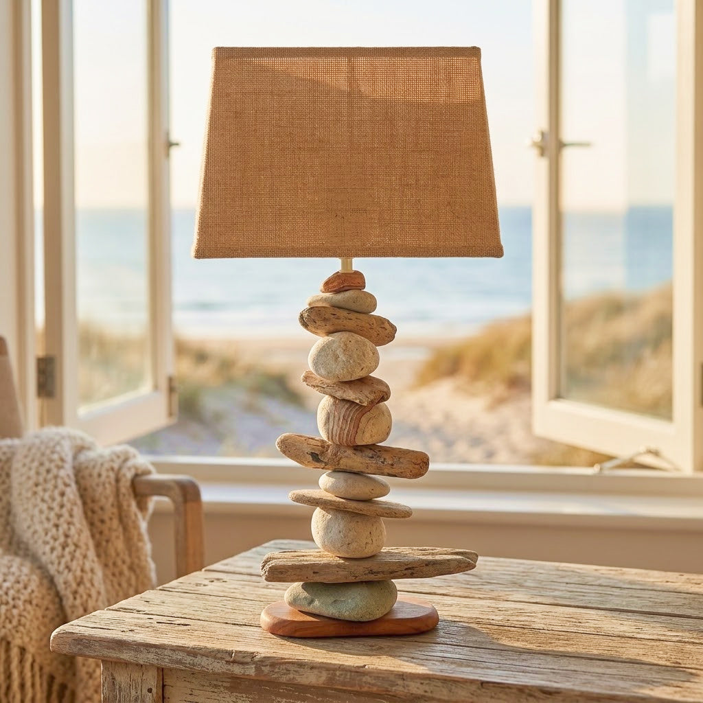 Lampe Galets & Bois Flottés-Hauteur 59 cm LE PLACARD A GALETS