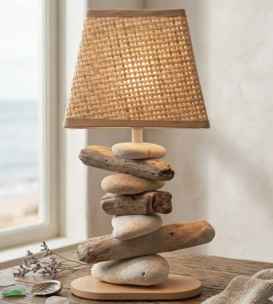 Lampe Galets & Bois Flottés - Hauteur 32 cm LE PLACARD A GALETS