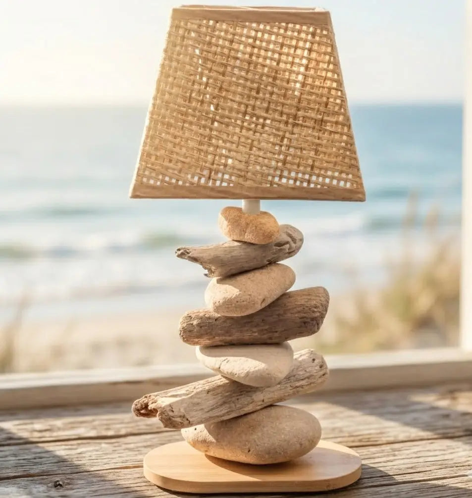 Lampe Galets & Bois Flottés - Hauteur 32 cm LE PLACARD A GALETS