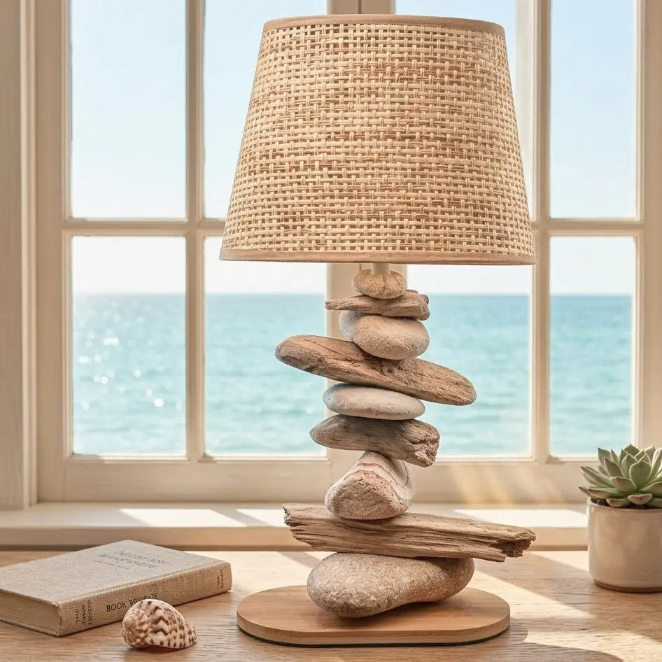 Lampe Galets & Bois Flottés - Hauteur 41 cm LE PLACARD A GALETS