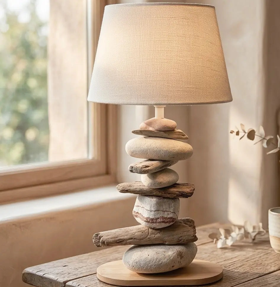 Lampe Galets & Bois Flottés - Hauteur 40 cm LE PLACARD A GLETS