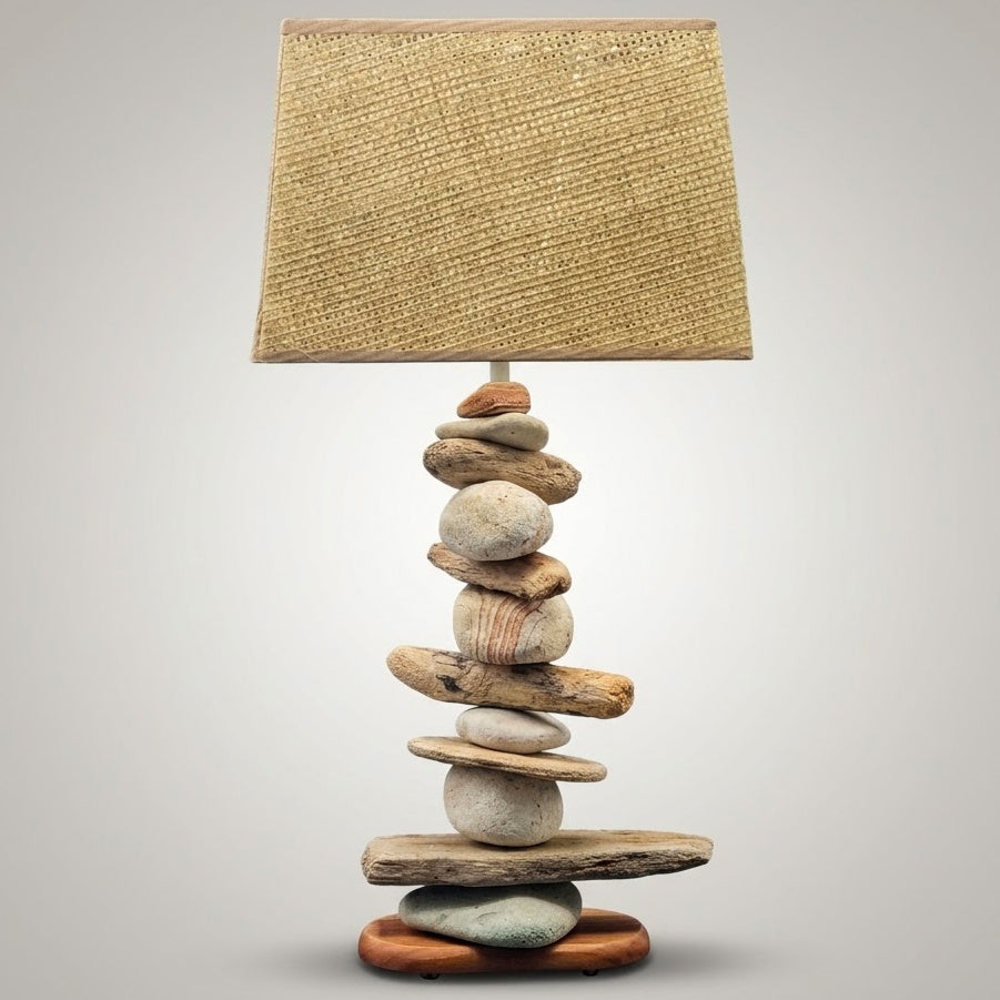 Lampe Galets & Bois Flottés-Hauteur 59 cm LE PLACARD A GALETS