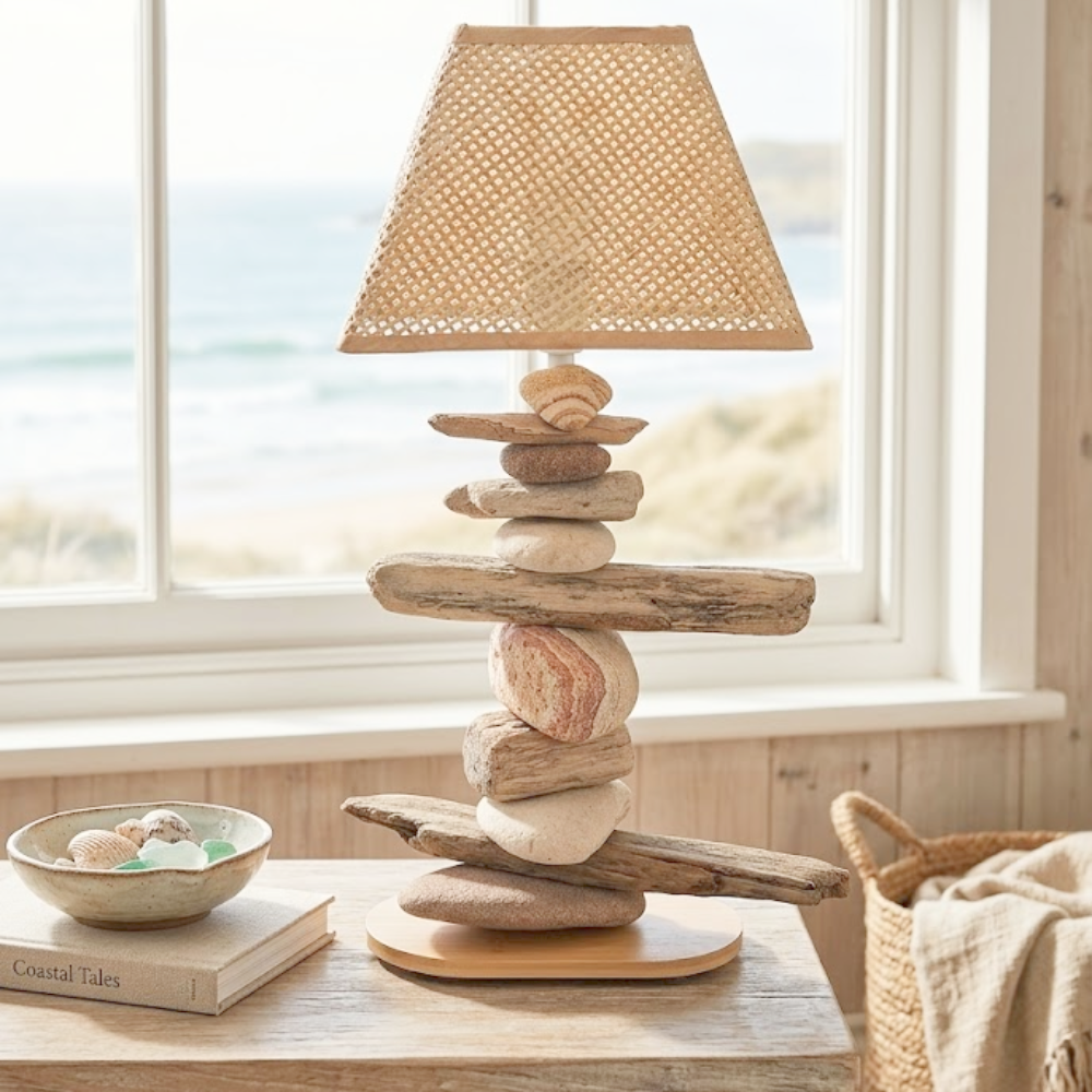 Lampe Galets & Bois Flottés-Hauteur 45 cm LE PLACARD A GALETS
