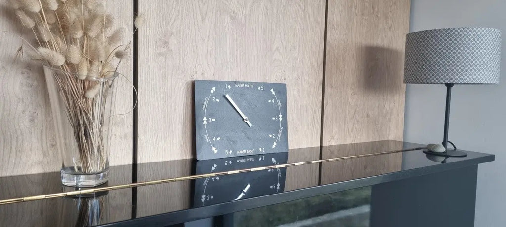 Horloge des marées artisanale sur véritable ardoise, cadran de suivi des marées décoration marine
